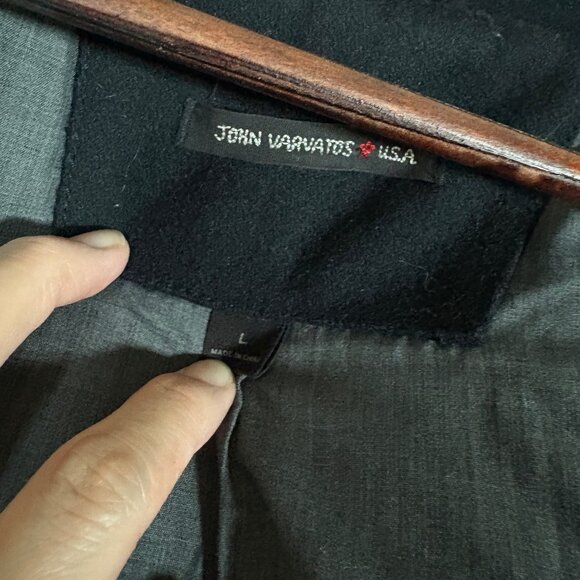 John Varvatos USA Wool Blend Hooded Peacoat Jacket - Men's Size L - Black - Picture 7 of 15